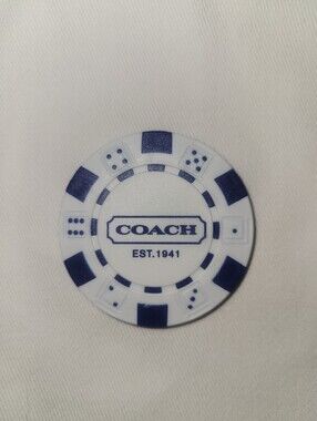 Coach White and Navy Blue Poker Chip - COACH Logo